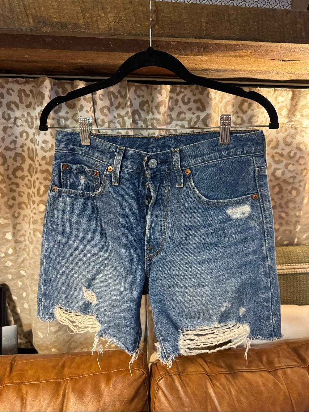 Levi's Blue Distressed Women's Denim Shorts